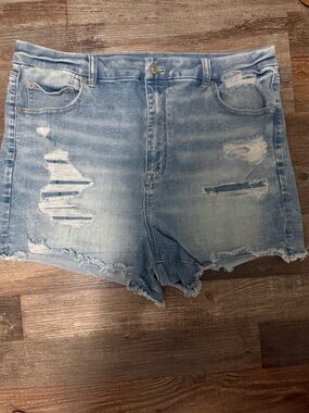 American Eagle Outfitters Light Wash Distressed Denim Shorts
